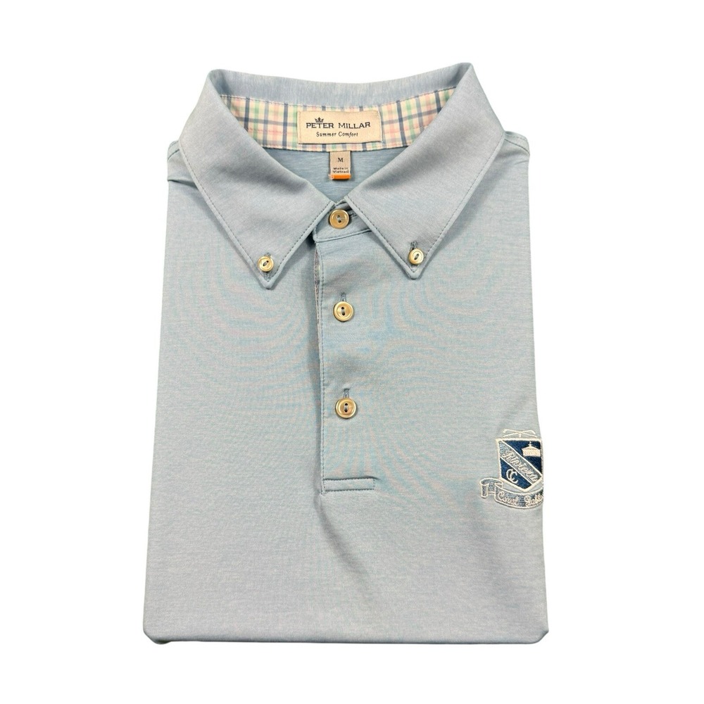 Peter Millar Summer Comfort Light Blue Riviera Coral Gables Golf Polo Size M